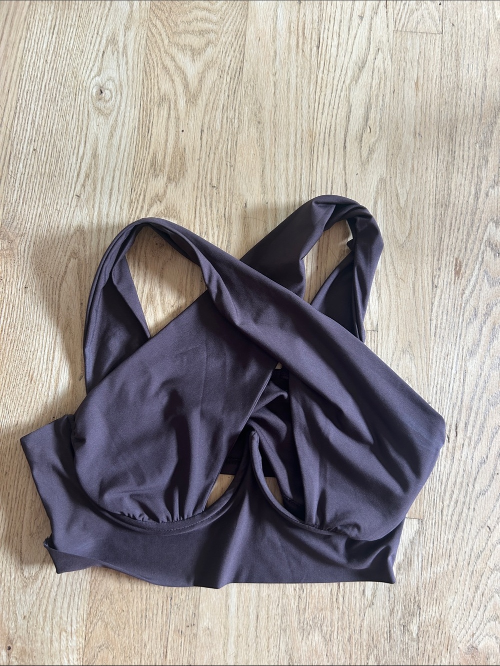 SHEIN Cross-Front Crop Bralette in Brown